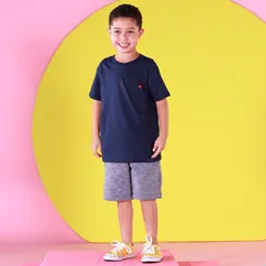 CONJUNTO CAMISETA BÁSICO COM BERMUDA MOLETOM MESCLA PRECOCE MCO3988