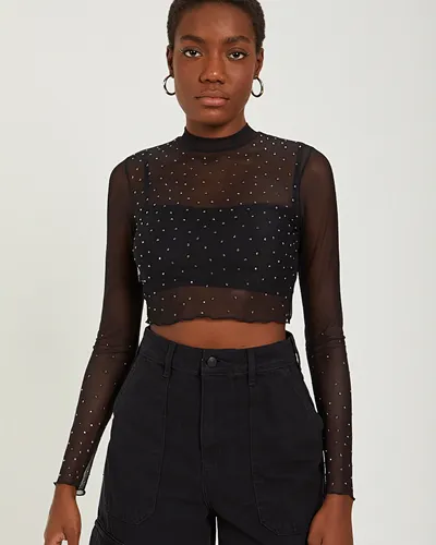 BLUSA TULE COM APLICAÇÃO BRILHO COLCCI 0365300852
