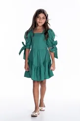 VESTIDO MANGA BUFANTE E FAIXA LULUZINHA 090534123