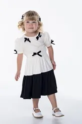 VESTIDO APLICAÇÃO LAÇOS COM BARRA PRETO LULUZINHA 890598123