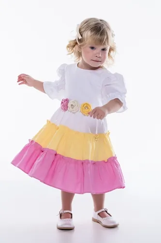 VESTIDO COM BORDADO FLORES CROCHÊ COLOR LULUZINHA 090604123