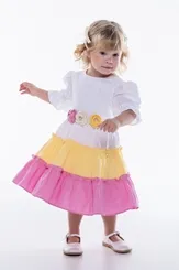 VESTIDO COM BORDADO FLORES CROCHÊ COLOR LULUZINHA 090604123
