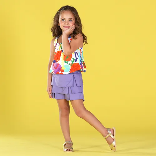 CONJUNTO BLUSA BALONE E SHORT SAIA PRECOCE M2CJ4089