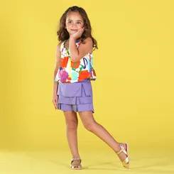 CONJUNTO BLUSA BALONE E SHORT SAIA PRECOCE M2CJ4089