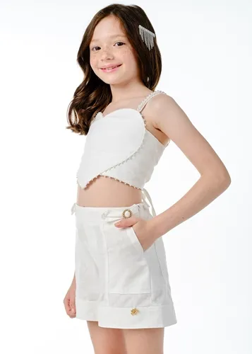 CONJUNTO CROPPED CORAÇÃO DETALHE PÉROLA COM SHORT LULUZINHA 040739324