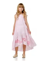 VESTIDO LISTRADO COM BABADO LULUZINHA 090636324