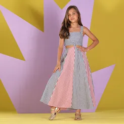 VESTIDO DETALHE EM LISTRAS PRECOCE LVT4161