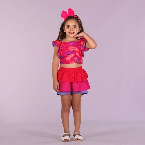 CONJUNTO CROPPED E SAIA COM SHORT PRECOCE M2CJ4101