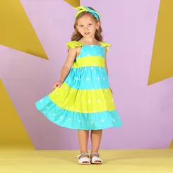 VESTIDO ALÇA BABADO ESTAMPA Ô SOL PRECOCE MVT4053