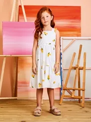 VESTIDO TRICOLINE ESTAMPA LIMÕES MOMI H4624