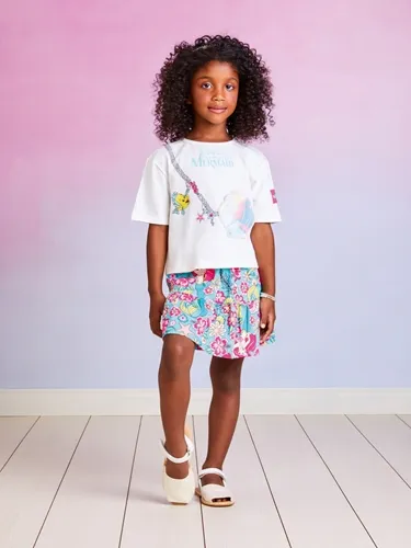 CONJUNTO BLUSA H4699 E SAIA H4687 ESTAMPA PEQUENA SEREIA MOMI H4708