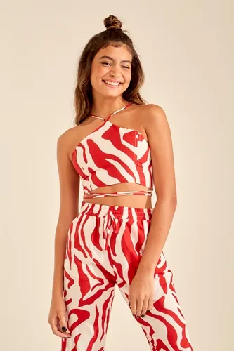 CROPPED ALÇA COSTA LASTEX ESTAMPA ANIMAL YOBOH! 04013949