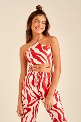 CROPPED ALÇA COSTA LASTEX ESTAMPA ANIMAL YOBOH! 04013949