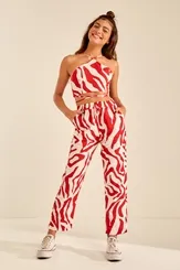 CALÇA TECIDO CÓS ELÁSTICO ESTAMPA ANIMAL YOBOH! 04013950