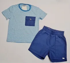 CONJUNTO BLUSA LISTRADA E SHORT LINHO OLIVER 050814324