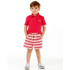 CONJUNTO BLUSA POLO E BERMUDA LISTRADA OLIVER 050823324