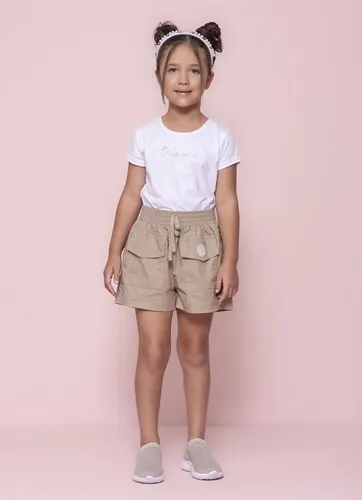 SHORT TRICOLINE BOLSOS CARGO LACINHO CRISTAIS PITUCHINHUS 26193
