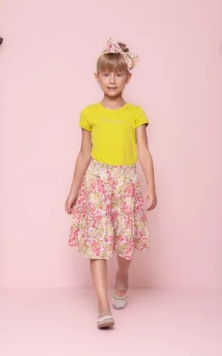 SAIA SHORT ALGODÃO EST FLORAL LIME CRISTAL PITUCHINHUS 26188