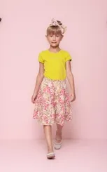 SAIA SHORT ALGODÃO EST FLORAL LIME CRISTAL PITUCHINHUS 26188