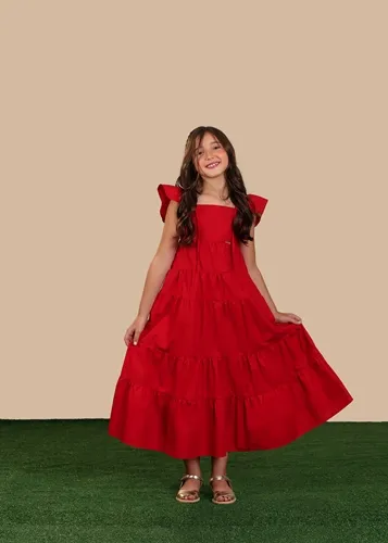 VESTIDO RECORTES E ALÇA COM BABADO PRECOCE LVT4342