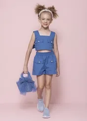 SHORT TRICOLINE LAPELAS BOTÕES PITUCHINHUS 26317