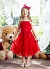 VESTIDO BABADOS TULE BORDADO COM ARCO PITUCHINHUS 26455
