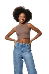 BLUSA CROPPED CANELADA FRENTE TRANSPASSADA POAH NOAH 51706