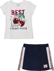 CONJUNTO BLUSA C/ SAIA AZUL