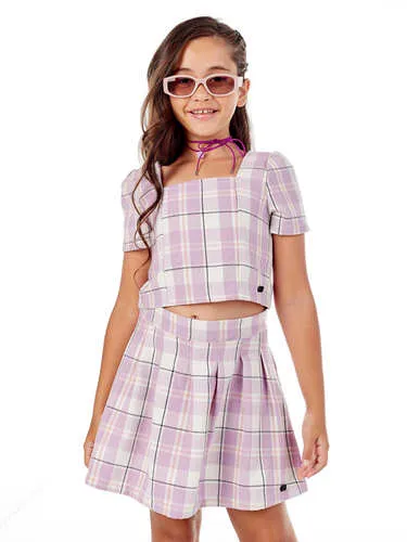 CONJUNTO BLUSA COM SAIA XADREX LULUZINHA 041662124