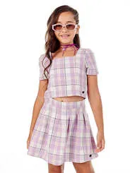 CONJUNTO BLUSA COM SAIA XADREX LULUZINHA 041662124