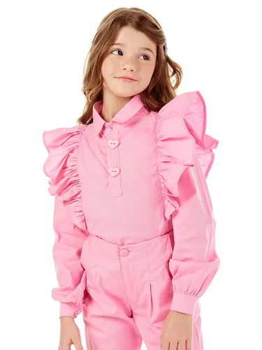 CAMISA BABADOS E BOTÕES CORAÇÃO LULUZINHA 060789124