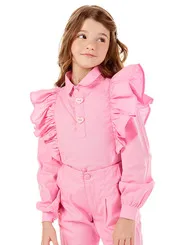 CAMISA BABADOS E BOTÕES CORAÇÃO LULUZINHA 060789124
