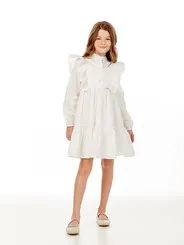 VESTIDO BABADOS COM APLICAÇÃO LESE E BOTÕES LULUZINHA 090793124