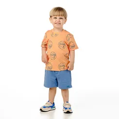 CONJUNTO CAMISETA ESTAMPA BOLAS E SHORT MOLETOM AZUL OLIVER 050908124