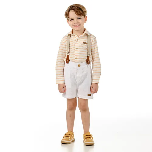CONJUNTO CAMISA E BERMUDA BRANCA COM SUSPENSÓRIO OLIVER 050901124