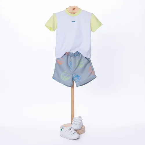 CONJUNTO CAMISETA DETALHE COLOR E SHORT SPORT TACTEL ESTAMPA BOLAS OLIVER 050934124