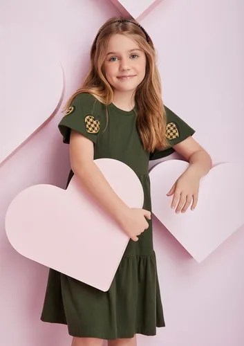 VESTIDO MANGAS CORAÇÕES PIED POULE MOMI H4960