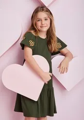 VESTIDO MANGAS CORAÇÕES PIED POULE MOMI H4960