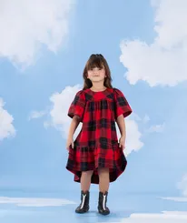 VESTIDO MULLET E BABADOS ESTAMPA XADREZ PRECOCE MVT4665