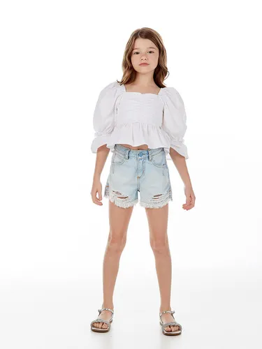SHORT JEANS FASHION COM DETALHE LAÇO LULUZINHA 020573124