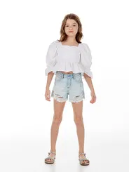 SHORT JEANS FASHION COM DETALHE LAÇO LULUZINHA 020573124