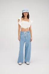 CROPPED CORSET COM BABADO E AMARRAÇÃO COSTAS DIMY BLU83826