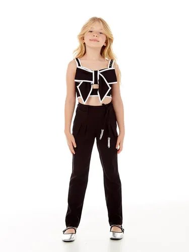 CONJUNTO ALFAIATARIA CROPPED DETALHE LAÇO ZÍPER COSTAS CALÇA CORDÃO FASHION LULUZINHA 040791124