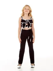 CONJUNTO ALFAIATARIA CROPPED DETALHE LAÇO ZÍPER COSTAS CALÇA CORDÃO FASHION LULUZINHA 040791124