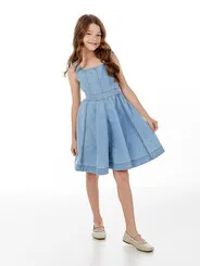 VESTIDO ACINTURADO DETALHE COSTAS LAÇOS CRISTAIS ABOTOADOR ABERTURA E ZÍPER LULUZINHA 090742124