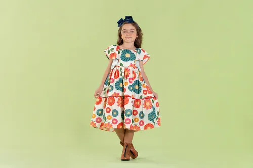 VESTIDO MULTI RECORTES FLORAL MIDI PRECOCE M2VT4731
