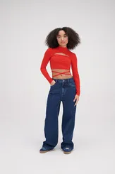 BLUSA ML DOIS EM UM COM AMARRAÇÃO DIMY BLU83863