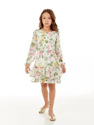 VESTIDO ESTAMPADO ML ELÁSTICO BABADOS LULUZINHA 090786124