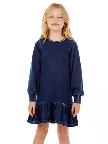 VESTIDO JEANS ML GOLA BORDADO ZÍPER COSTAS LULUZINHA 090744124