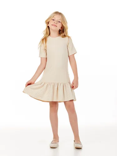VESTIDO CANELADO MC BABADINHO COM APLIQUES BRILHO LULUZINHA 090790124